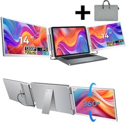 Stemap® Flex Portable Monitor Triple 14'' - Full HD 1920X1200P - Geschikt Voor 12” / 17” Tri-Screen - Laptop Scherm Uitbreider - Inclusief Beschermhoes en Kabels - 2 Jaar Garantie — thumbnail 1