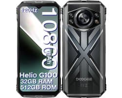 DOOGEE S CYBER PRO 4G - Robuuste Smartphone - Robuuste Telefoon - 32 GB RAM + 512 GB ROM /2TB TF - 6,6 Inth + 120Hz - 10800mAh/33W - Helio G100 - Vingerafdrukherkenning - Face ID - 20MP nachtzichtcamera - Zilver