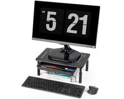 Auronic Monitorstandaard - Monitor Verhoger - Beeldscherm Verhoger - Verstelbaar - 37 x 23,5 x 10 cm - Metaal - Zwart