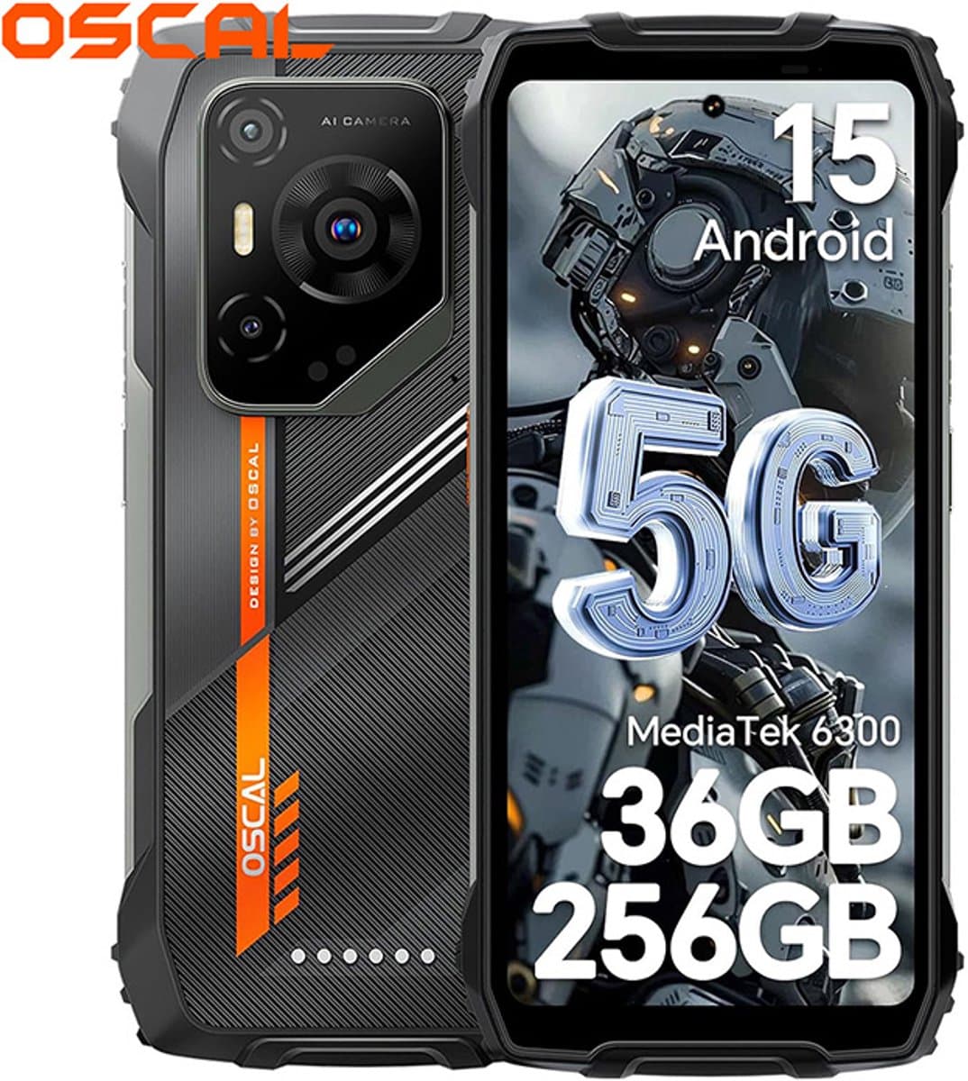 OSCAL PILOT 3 Robuuste Smartphone - 36GB RAM - 256GB ROM - 7500mAh - 6.78 Inch - Android 15 - IP68 Waterdicht -5G Dual SIM - NFC - Zwart — afbeelding 1