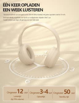 Gloovon® - Koptelefoon - Koptelefoon Draadloos - Microfoon Met ENC (Environmental Noise Cancellation) - Bluetooth 5.0 - Koptelefoon met Microfoon - Wit — thumbnail 5