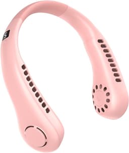 Nekventilator - Oplaadbaar - Unisex - Draagbaar - Handsfree en bladloos - Persoonlijke koelventilator met LED-display - 5 snelheden - Draagbare hangventilator - Voor reizen/wandelen/sporten/koken - Roze — thumbnail 1