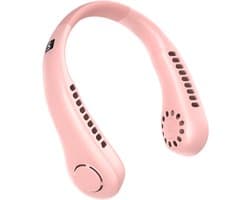 Nekventilator - Oplaadbaar - Unisex - Draagbaar - Handsfree en bladloos - Persoonlijke koelventilator met LED-display - 5 snelheden - Draagbare hangventilator - Voor reizen/wandelen/sporten/koken - Roze — afbeelding 1