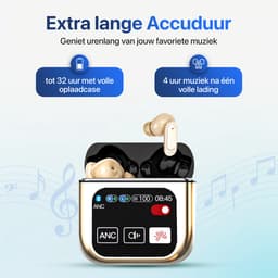 Otiume Draadloze Oordopjes - LCD Scherm Bluetooth Oortjes Wireless Earbuds Touchscreen Earphones - Goud — thumbnail 3