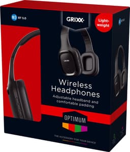 Grixx Draadloze Bluetooth Koptelefoon met Microfoon – On-Ear – 10 uur batterij – Lichtgewicht – 3.5mm kabel – Zwart / Blauw — thumbnail 8