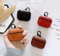 Airpods Pro hoesje luxe leer look - Zwart lederen beschermcase — thumbnail 3