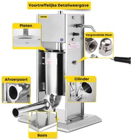 Vevor 3L Worstmachine - Worstenvuller - Verticale Worst Stuffer - Worstenvul Machine - Huishoudapparatuur - Keukenmachine — thumbnail 3