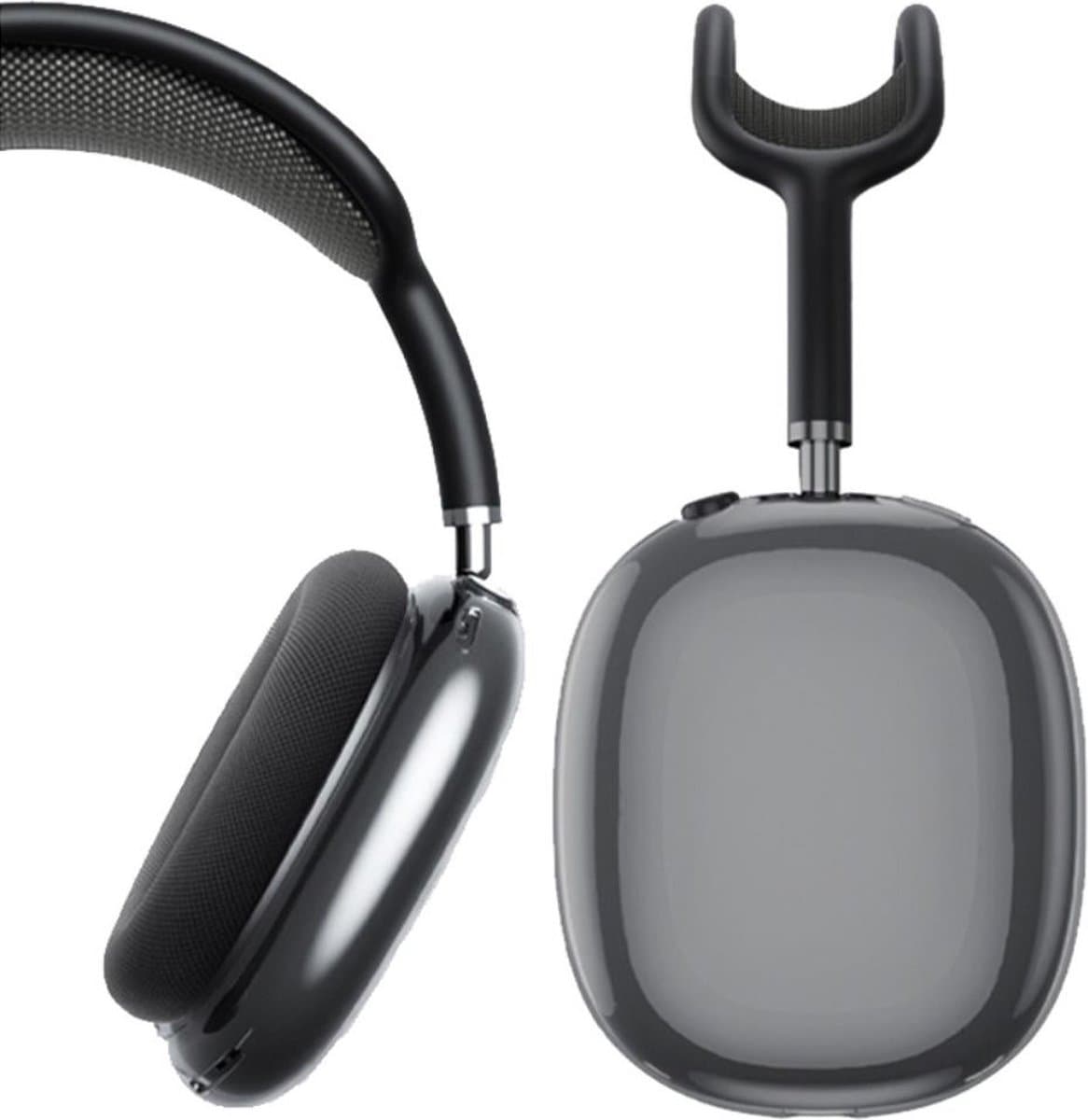 Hoesje Flexibel TPU Headset Cover Geschikt voor Apple AirPods Max Transparant Zwart — afbeelding 1