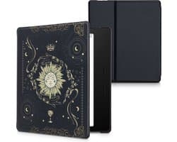 kwmobile e-reader hoesje geschikt voor Amazon Kindle Oasis 10. Generation hoes - E reader flip case met magnetische sluiting - Ereader cover - Tarotkaart design in donkerblauw / geel / zwart
