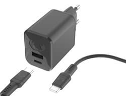 Fresh 'n Rebel USB + USB-C mini Snellader - Inclusief USB-C oplaadkabel (2m) - 45W oplader - Compact en Veilig - Storm Grey