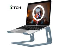 Laptopstandaard - Universeel 10 tot 17 inch - Aluminium - Licht Blauw - Grijs - Alle laptops- Ergonomisch - Apple Macbook Pro/ iPad / Asus / Hp / ACER / Microsoft / Lenovo / Windows Surface