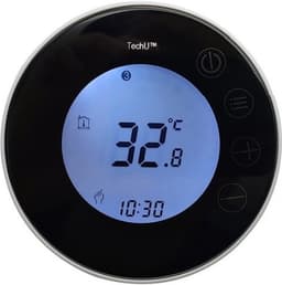 TechU™ Smart Thermostaat Round – Zwart met Witte Rand – Alleen voor Elektrische Vloerverwarming – Wifi & App – Google Assistant & Alexa – Persoonlijk programma instelbaar — thumbnail 2