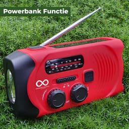 Noodradio - Solar - Opwindbaar - Rood - Powerbank Zonne-energie - Zaklamp - Opwindbare Radio - Noodpakket — thumbnail 5
