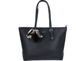 Flora&Co - schoudertas/shopper - soft - geschikt voor A4 mappen of laptop - zwart - ideaal voor school of werk