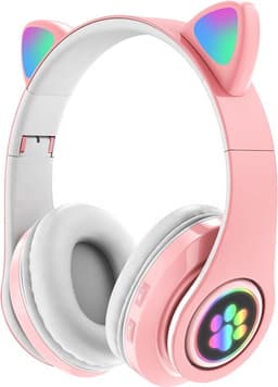 Mogi Products-Kinder Koptelefoon-Draadloze Hoofdtelefoon-Kids Headset-Over Ear-Bluetooth-Microfoon-Katten Oorjtes-Led Verlichting — thumbnail 1