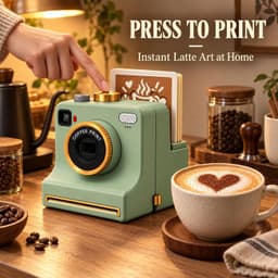 Koffieprinter - 3D Latte Art Printer - Printer - Latte Art Camera met één klik - Inclusief vier kaarten - Gebruiksvriendelijk - Herbruikbaar poedergereedschap - Geschikt voor cappuccino's en lattes - Groen - Willekeurige kaarten — thumbnail 3
