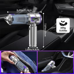 OKWISH Handstofzuiger – Auto Stofzuige – Krachtige Zuigkracht – Auto, Huis En Klein Ruimtes – LCD Scherm – 16 KPa – Kunststof – Zilver+Paars — thumbnail 2