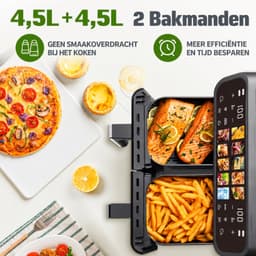 Sellino Airfryer - Mini Oven - Heteluchtfriteuse - Friteuse zonder Olie - 9 Liter - Dubbele Mand - 2000W - LED-Touchscreen — thumbnail 2