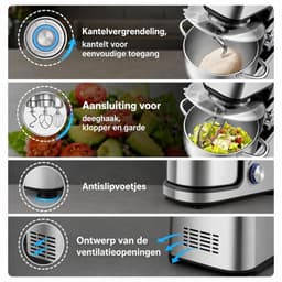 Homelux Keukenmachine 12L – Mixer met Mengkom RVS – Planetaire Mixer 2000W – Deegkneder – Keukenmixer met Garde & Klopper – — thumbnail 3