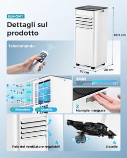 Mobiele Airco - Verkoeler - Ruimte Koelen - Stil 48 dB - 25 m² - Wit — thumbnail 3