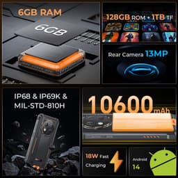 OUKITEL WP28S Outdoor Smartphone 16GB RAM-128GB ROM-10600mAh batterij-Android14-4G — thumbnail 2