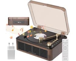 Retro CD-speler met Bluetooth-luidspreker, FM-radio en AUX-ingang, geschikt voor telefoon, laptop, tablet, tv en computer