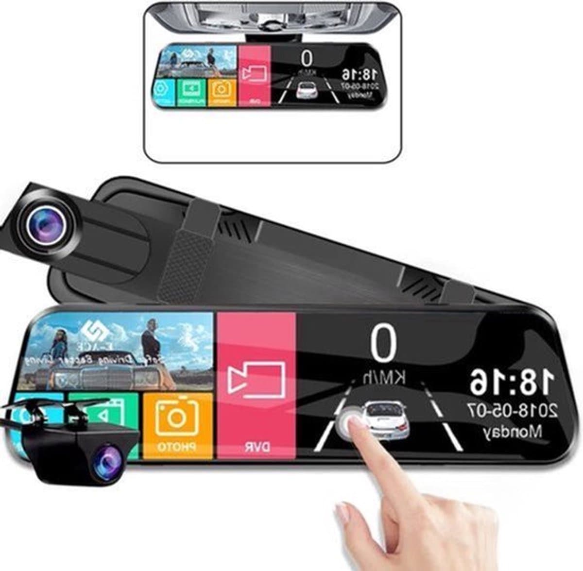 Dashcam voor Auto - 10 Inch Touchscreen Spiegelcamera - 1080P AHD Dashcam - Nachtzicht - Groothoek 170° - Parkeermodus - Inclusief 6M RCC BL - Zwart — afbeelding 1