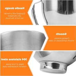 Roestvrijstalen kom voor 4.5-5 Quart keukenmachines, met handvat, geschikt voor Classic en Artisan modellen, ideaal als keukenaccessoire en voor het bereiden van gerechten — thumbnail 2