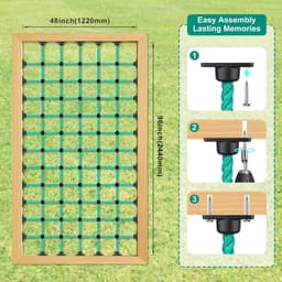 Klimnet voor kinderen met installatiebasis voor 48 x 96 inch houten frames, 1000 lb-capaciteit, ladder, klimnet, ladder voor speeltuinen, boomhutten, schommelsets en obstakelbanen — thumbnail 3