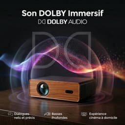 Beamer Draagbaar - 1080P Full HD 450 ANSI Lumen - Dolby Audio 5W - WiFi 6 Bluetooth 5.1 - Voor Thuisbioscoop Gaming Presentaties — thumbnail 4