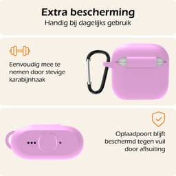Hoesje - Geschikt voor Apple AirPods 5 - met Clip - Siliconen Hoes - Silicone Case Cover - Flamingo — thumbnail 5