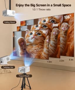 Draagbare Beamer – 1080p Full HD – Autofocus – Automatische Keystone – WiFi 6 – 180° Draaibaar — thumbnail 5