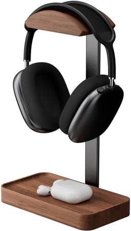 Notenhouten Koptelefoon Standaard - Koptelefoon houder - Headset houder - Gaming Headset Stand - Met Opbergbasis - Hoofdtelefoon Standaard Bureau - Koptelefoon Standaard Universeel — thumbnail 1