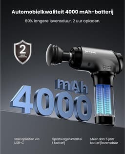 Massagepistool - Warmte- en Koelfunctie - 10 mm Amplitude voor Diepe Spiermassage - Draadloos Percussiemassageapparaat met 4000 mAh Batterij en USB-C - Stil Massageapparaat voor Rug, Nek, Schouders, Armen en Benen - Voor Sport en Ontspanning — thumbnail 3