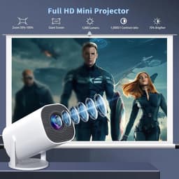 Mini-beamer - Wit - Compact - Met Geïntegreerde Apps en 4K Ondersteuning - Voor Thuisbioscoop en Outdoor — thumbnail 2