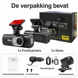 Digisand V22 Dashcam-4K/3840*2160P Cameră auto de bord - Auto Camera Voor & Achter Dubbele Lens-Wifi & App-G-sensor-Auto DVR Videorecorder Unghi 170°-GPS-Inclusief 128GB SD-kaart — thumbnail 3