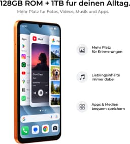 HOTWAV A17 Pro Max smartphone met Android 16 - 4 GB+128 GB opslag - mobiele telefoon 5160 mAh - Goedkope smartphone - Oranje — thumbnail 4
