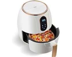 Heteluchtfriteuse - Olievrij frituren - Gezond koken - Voedselveilig materiaal - 4 Liter - Wit