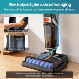 Grenintol Vloerreiniger 3-in-1 – Nat- en Droog Stofzuiger – Met Dweilfunctie – 15kPa – 180° Platliggend – Zelfreiniging met Geëlektrolyseerd Water – Automatische Droging – Dubbelzijdige Randreiniging – 35 Min Accuduur – Oranje — thumbnail 2