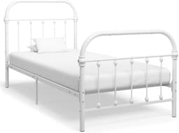 Bedframe metaal wit 90x200 cm stevig metalen ledikant met lattenbodem voor slaapkamer klassiek eenvoudig te monteren comfortabel slapen — thumbnail 1