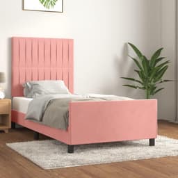 Bedframe van fluweel, roze, 90 x 190 cm — thumbnail 1