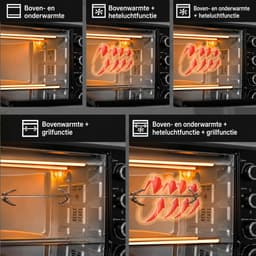 Mini Oven 60 Liter – 2200W – Heteluchtoven met 5 Bakfuncties – Draaispit – 90-230°C — thumbnail 3