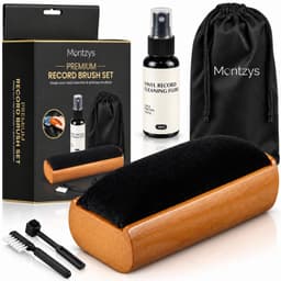 Montzys® Platenborstel Set - Vinyl Borstel met Reinigingsvloeistof & Naaldborstel - LP Platenreiniger voor Platenspeler - Inclusief Opbergzakje — thumbnail 1