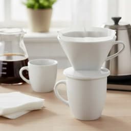Porseleinen Koffiezetter met Filter - Wit — thumbnail 4