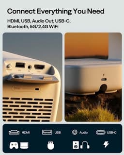 Draagbare Beamer Enige Uitvoering - 1080P Native Resolutie - LCD Scherm - Wit - Voor Thuisbioscoop En Gaming — thumbnail 5