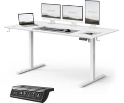 SENSE7 NOJO LIGHT - Elektrisch Verstelbaar Bureau - 160x80 cm - Geheugenfunctie - Zit Sta Bureau - Computertafel - Wit — thumbnail 1