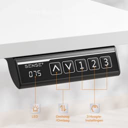 SENSE7 NOJO LIGHT - Elektrisch Verstelbaar Bureau - 160x80 cm - Geheugenfunctie - Zit Sta Bureau - Computertafel - Wit — thumbnail 3