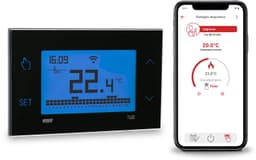 VE793800 Smart WiFi thermostaat, wifi, kamerthermostaat, digitaal programmeerbaar met lcd-display, elektrische vloerverwarming, verwarmingsbesturing via app, zwart — thumbnail 1
