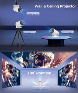 Velqon Draagbare Projector met Android 14, 4K Ondersteuning, 1080P Full HD, 200 ANSI Lumen, 5G WiFi 6, Bluetooth 5.4, 180° Draaibaar — thumbnail 4