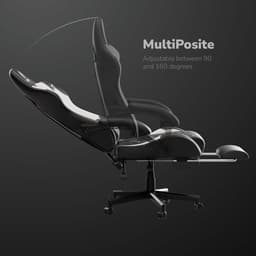 HICON® Gamestoel – Gaming Stoel – Gaming Chair met Voetsteun en Lendenkussen | Ergonomische Bureaustoel - Lambeth Wit — thumbnail 5